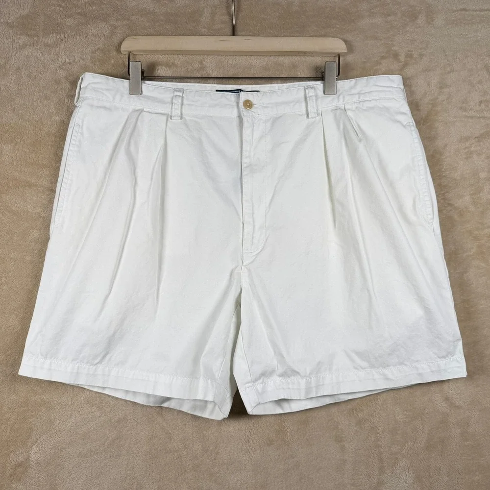 Polo Ralph Lauren Men's Andrew Pleated Shorts White Size 40 Cotton Classic Fit - Picture 1 of 11